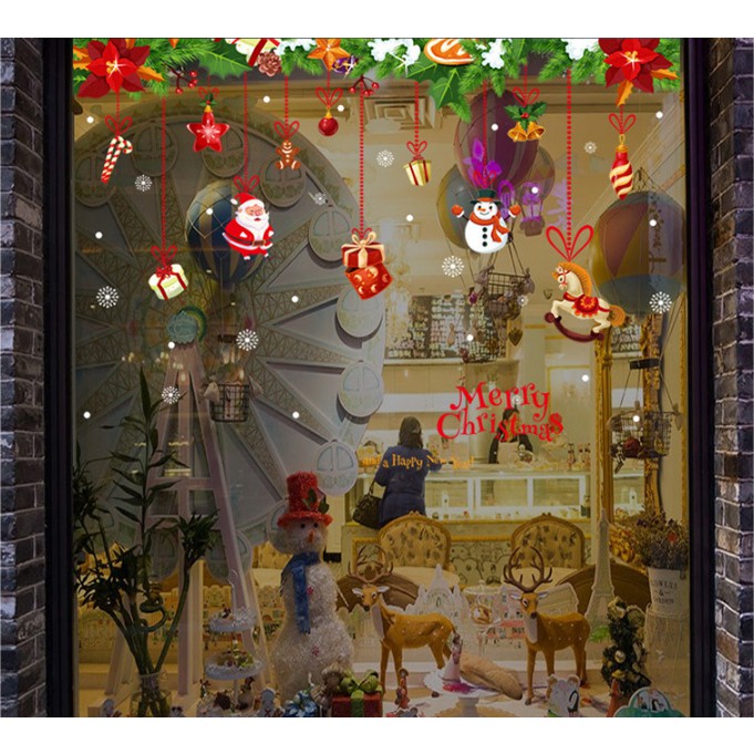 Decal trang trí Noel - Rèm dây trang trí phụ kiên lớn giáng sinh