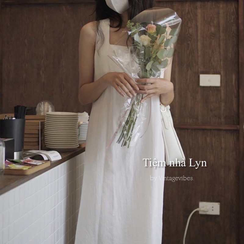 Váy suông 2 dây đan chéo vintage