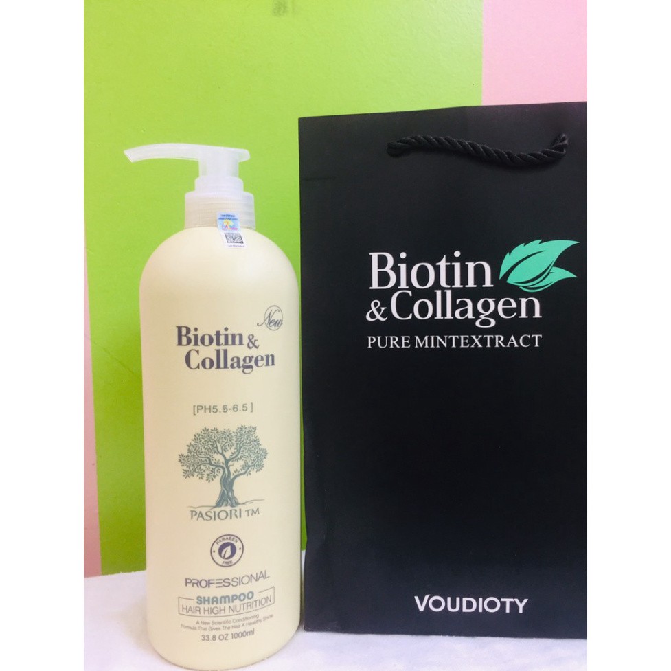 HOT  Cặp Dầu Gội Xả BIOTIN Trắng - BIOTIN COLLAGEN Giảm Rụng Tóc Phục Hồi Khô Sơ Hư Tổn 1000ML  Sản phẩm Hot