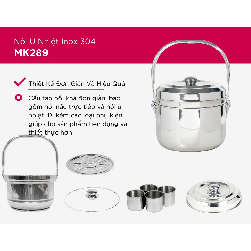 Nồi ủ nhiệt chân không đế gang 9L BG304 kho cá hầm xương luộc gà cho bếp ga bếp từ bếp hồng ngoại
