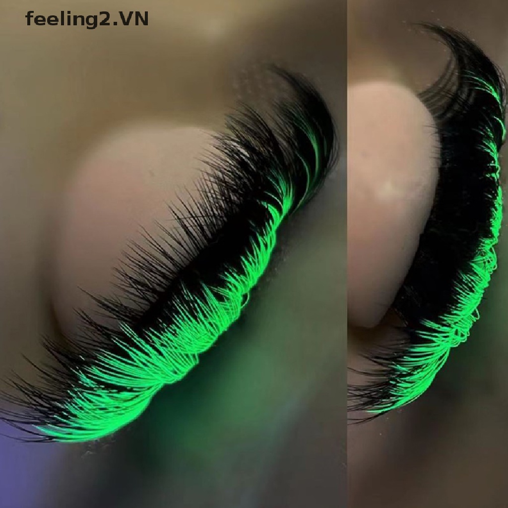 (VNfeel) Lông Mi Giả Màu Xanh Lá Cây Phát Sáng Trong Bóng Tối