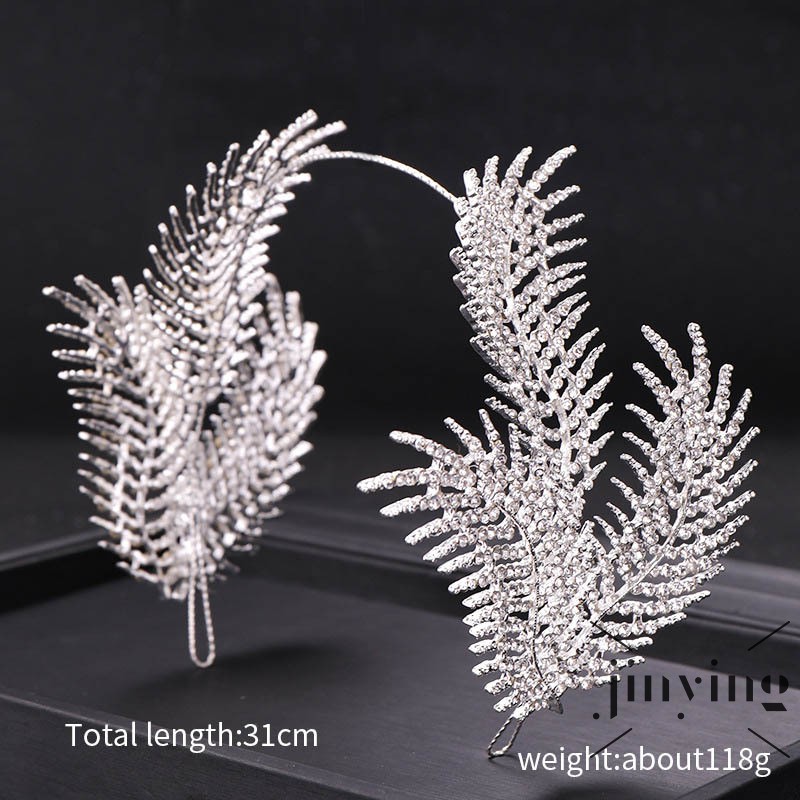 GETNOIVAS Vương miện cài tóc lông vũ phong cách Châu Âu cho cô dâu