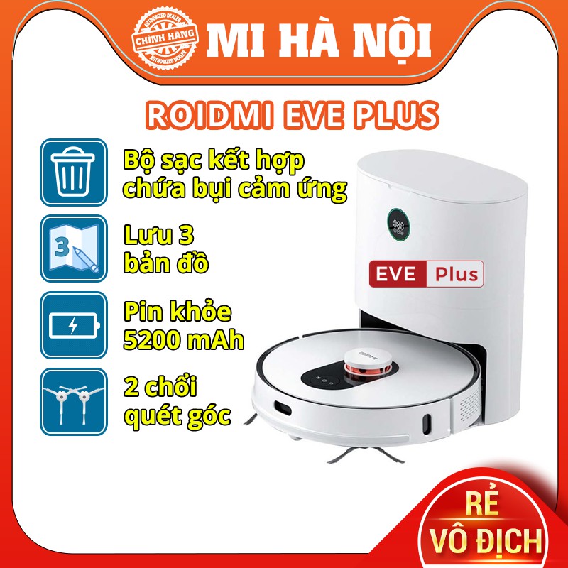 Robot hút bụi lau nhà Xiaomi Roidmi EVA / EVE plus - Tự động đổ rác, tự động giặt giẻ, tự sấy khô giẻ