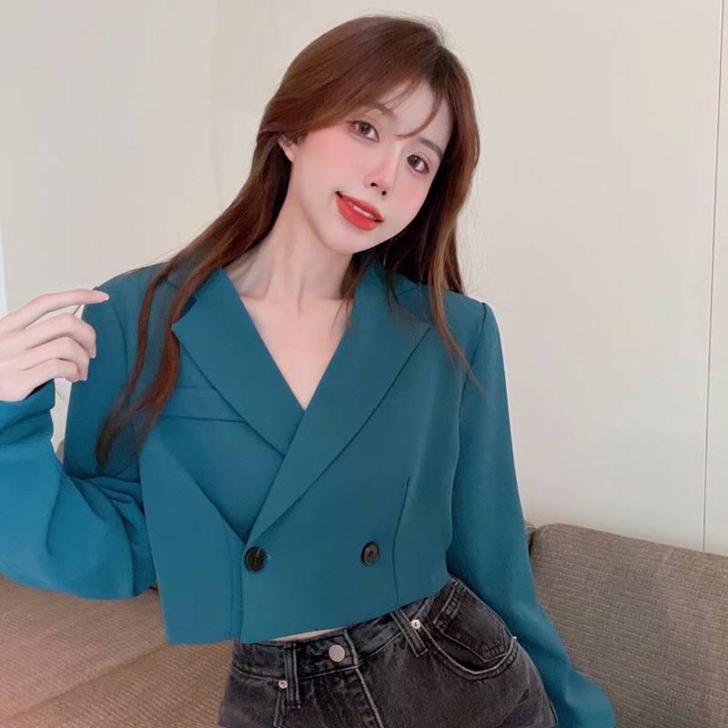 Áo khoác vest croptop dài tay mỏng dáng trendy