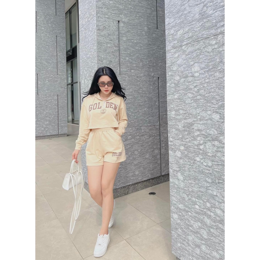 Set Golden DS38 Aó Crotop có mũ + Quần đùi Trẻ Trung Cin House