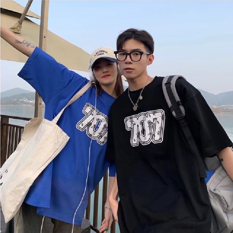 Áo Thun Dáng Rộng In Chữ Phong Cách Hàn Quốc Thời Trang Mùa Hè Cho Nam Và Nữ size M-5XL