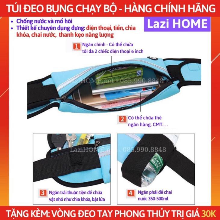 Phụ kiện xe đạp [HÀNG CAO CẤP], chạy bộ, túi đeo bụng cao cấp Lazi HOME - Chống nước, phản quang + Tặng vòng tay pt 2