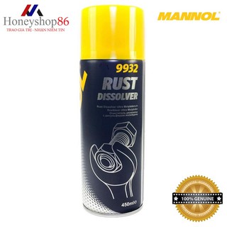 Làm tan nhanh mọi rỉ sét như ốc vít bị rỉ sét nặng mannol 9932 – 450ml rust dissolver, nhập khẩu đức honeyshop