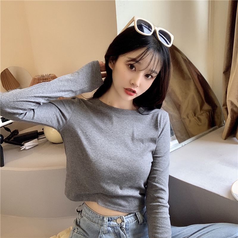 Áo thun SUXI lửng tay dài dáng rộng kẻ sọc ngang trẻ trung hợp thời trang