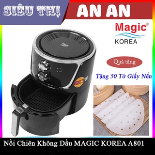Nồi chiên không dầu MAGIC KOREA A801 6L chống dính công suất 1800W bảo hành 12 tháng màu đen tặng giấy nến loại 1