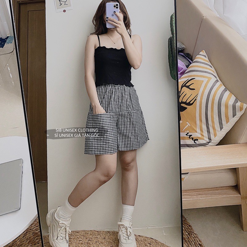 Áo 2 dây croptop ôm body đen trắng nhiều màu phong cách ulzzang SIB028