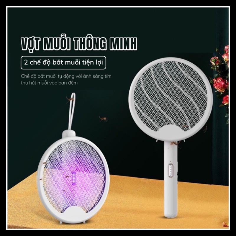 Vợt Muỗi Thông Minh 2 Chế Độ, Thiết Kế Mới, Gấp gọn, Kiêm Đèn Bắt Muỗi Ban Đêm, 2 lớp bảo vệ an toàn, Có Cổng Sạc USB