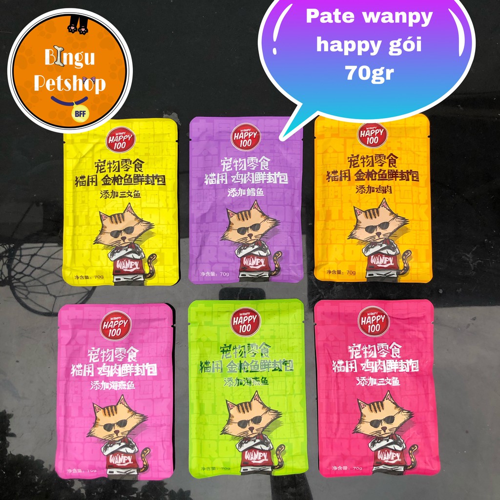 [TIẾT KIỆM] Pate Wanpy Happy 100 gói 70g cho mèo