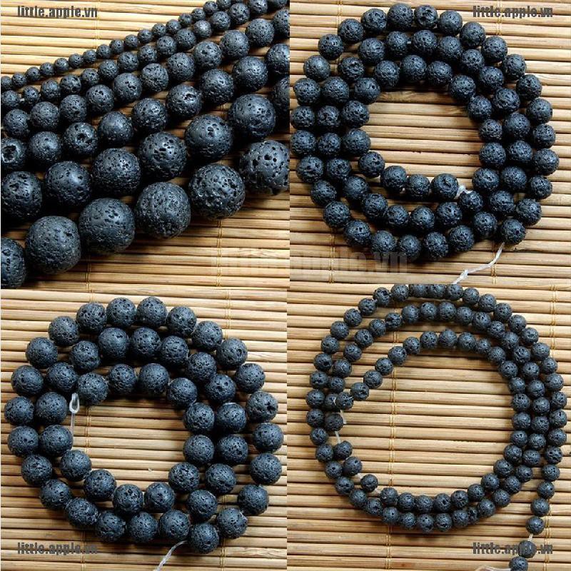 Nhẫn Chuỗi Hạt Đá Nham Thạch Đen Tự Nhiên 15 Màu