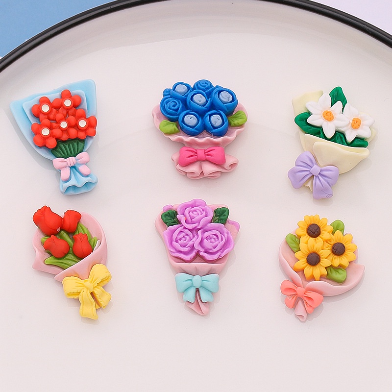 Bộ 10 Kẹp Tóc Hình Hoa Hồng Bằng Nhựa Resin Dễ Thương Dùng Trang Trí Bình Nước / Điện Thoại