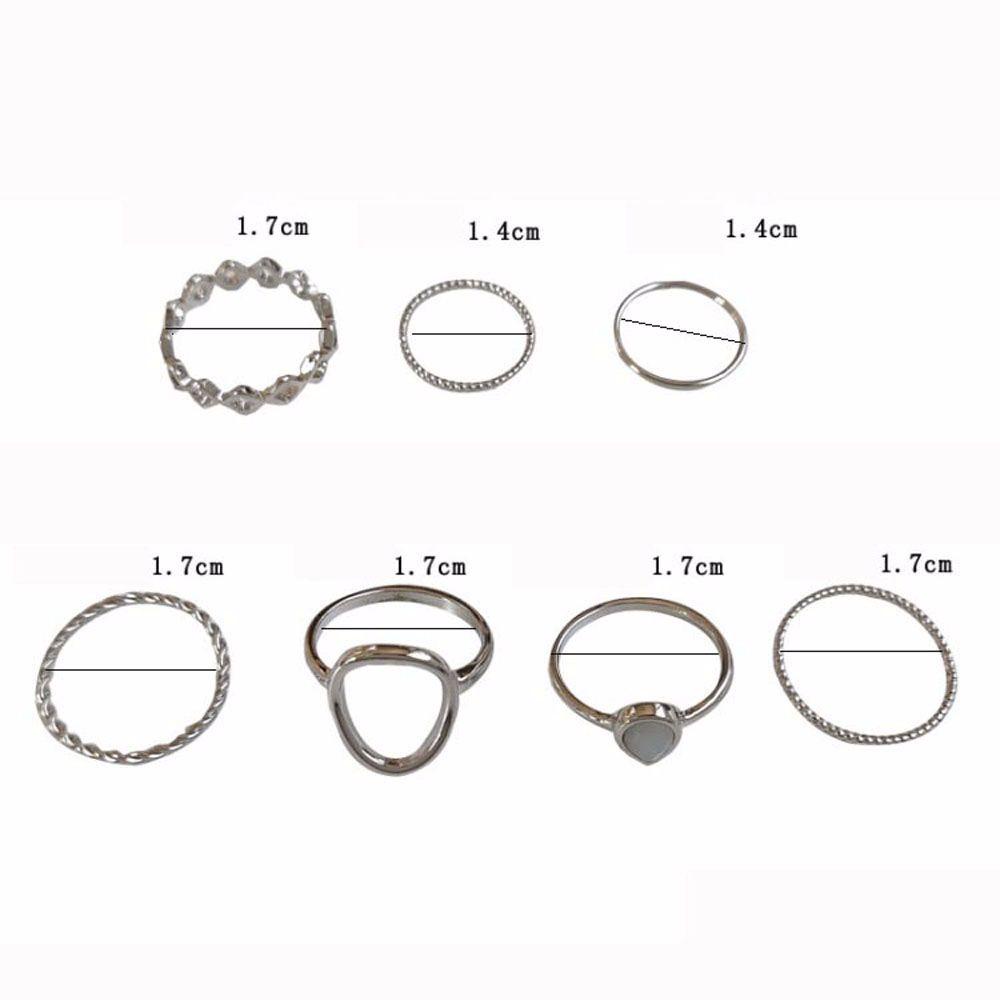 Bộ 7 Nhẫn Đeo Khớp Ngón Tay Kim Loại Đính Đá Opal Hình Học Nhiều Màu Thời Trang Cho Nữ