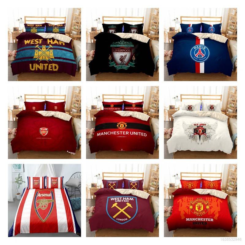 Bộ 3 món đồ giường họa tiết Manchester United AC Paris Milan Liverpool đa dạng tùy chọn