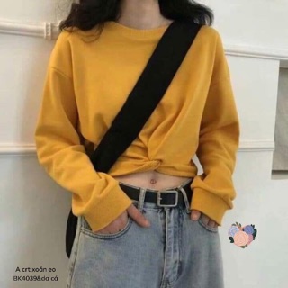 Áo crt  xoắn eo dài tay -BK