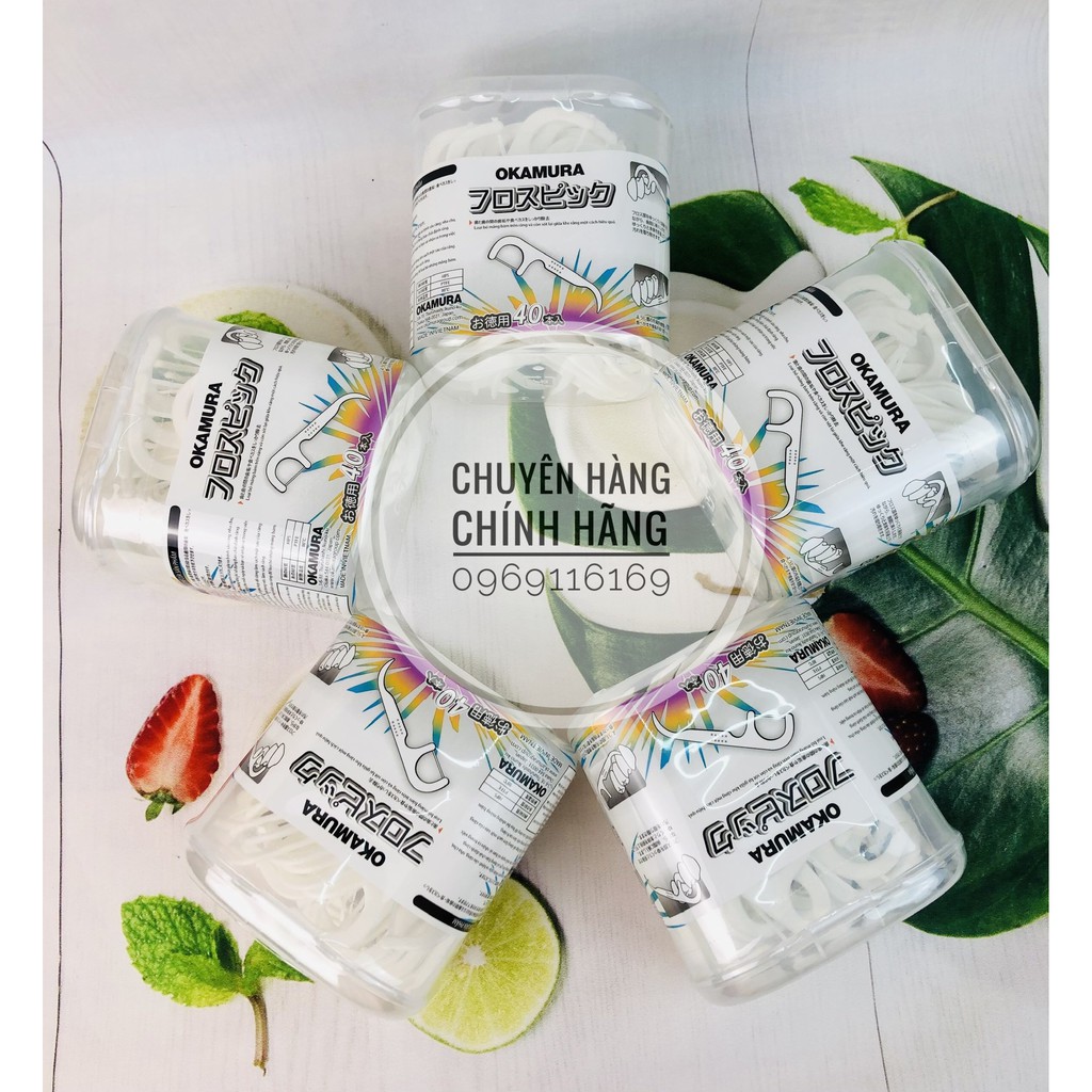 Hàng Chính Hãng  - Tăm chỉ kẽ răng Okamura - Hộp tăm chỉ nha khoa chất lượng Nhật Bản 40 cây/ hộp