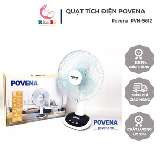 Quạt tích điện POVENA PVN-5612 chính hãng bảo hành 12 tháng