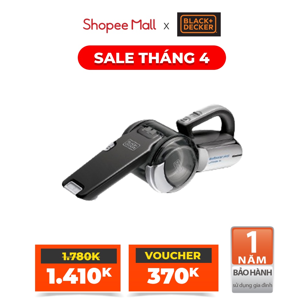 Máy hút bụi cầm tay Black &amp; Decker PV1820BK-B1  | 18V | Bảo hành 1 năm | Chính hãng