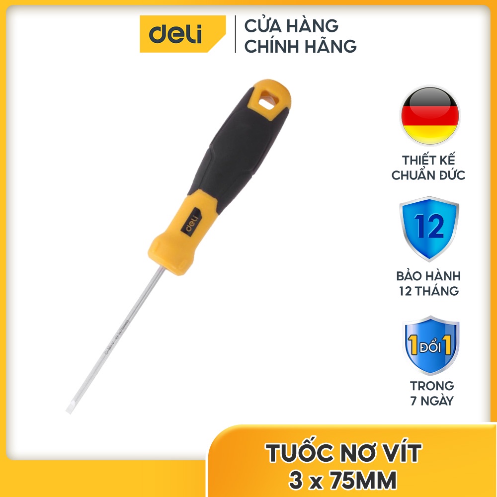 Tua vít Deli DL6330751 - Làm Từ Thép Không Gỉ - Cam kết chính hãng - Bảo hành 12 tháng 1 đổi 1