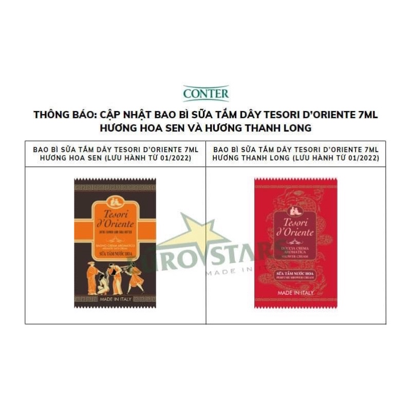 Sữa tắm dây Tesori d’Oriente 7ml tiện dụng, sữa tắm gói du lịch Tesori | BigBuy360 - bigbuy360.vn