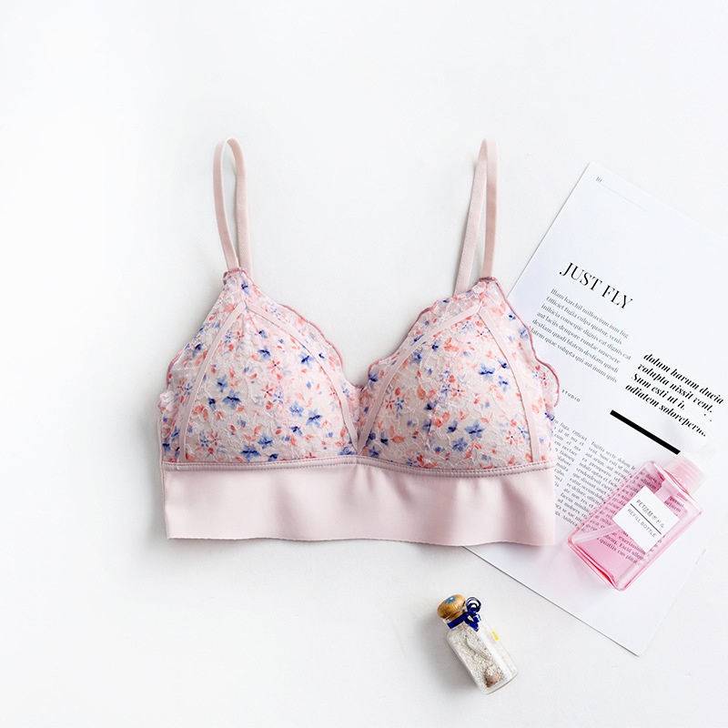Áo ngực nữ Wexuu áo bra hoa nhí trẻ trung ngọt ngào, không gọng đệm mỏng viền Su siêu thoải mái - BR17