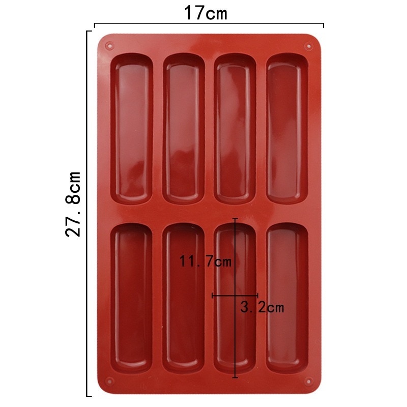 Khuôn Nướng Bánh Silicon Thiết Kế 8/10 Ngăn Chuyên Dụng Để Làm Bánh Hình Ngón Tay,Bánh Puff,Mousse,Sôcôla,Đá Viên