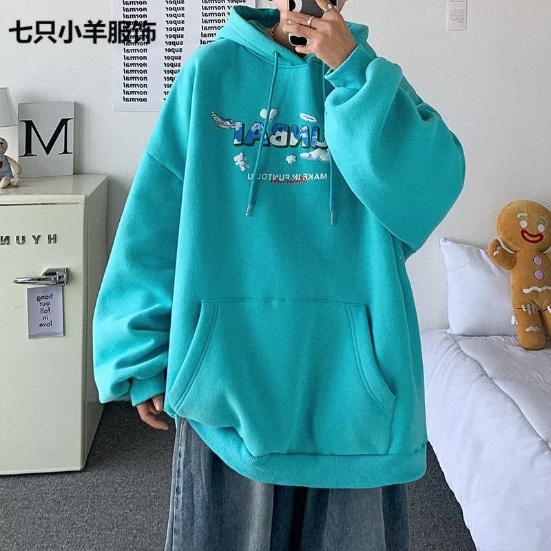 Áo Hoodie Nỉ Tay Dài Dáng Rộng In Hình Thời Trang Hàn Quốc Dành Cho Nam Nữ Size M-5XL