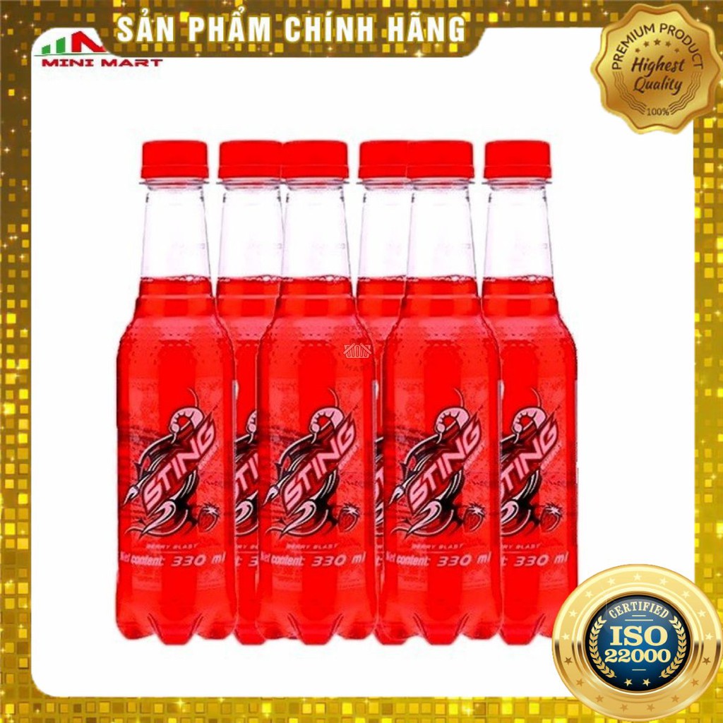 [ Yams Mart ] Combo 6 chai Nước Tăng Lực Sting Hương Dâu PET Chai 330 ML