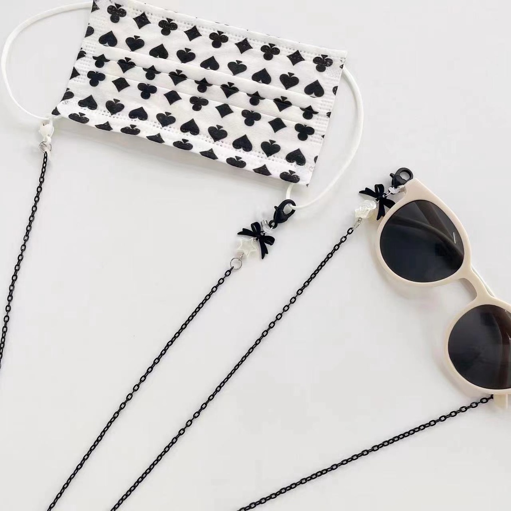 Dây Đeo Mắt Kính Bằng Acrylic Họa Tiết Hoạt Hình Trắng Đen Phong Cách Hàn Quốc