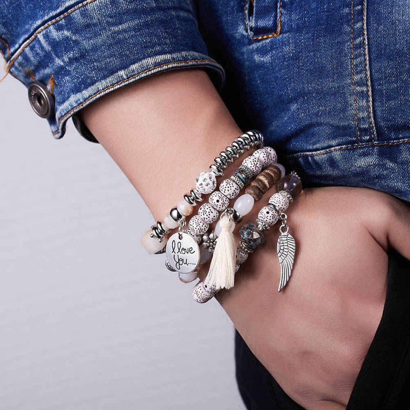 Set 4 Vòng Tay Chuỗi Hạt Đá Tự Nhiên