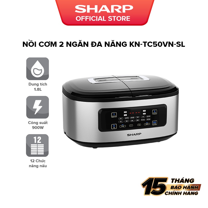 Nồi Cơm 2 Ngăn Đa Năng Sharp 1.8 lít KN-TC50VN-SL/WH