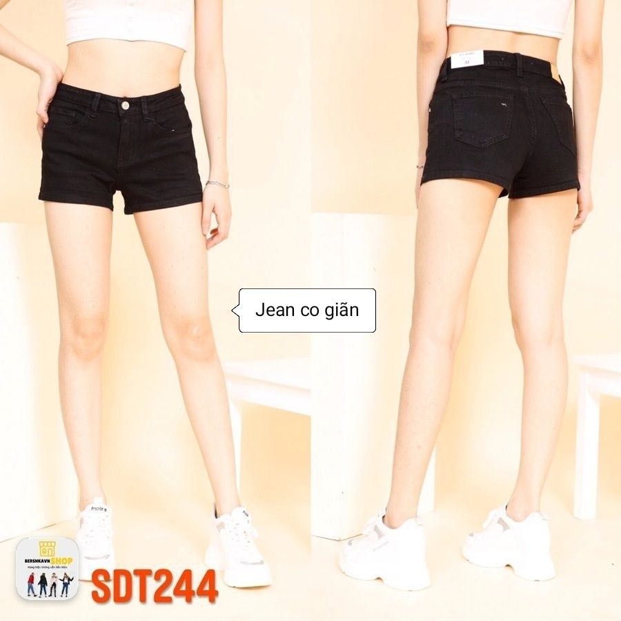 [Bigsize] Quần sọt jean nữ hàng co giãn mạnh màu đen trơn từ 60-85kg