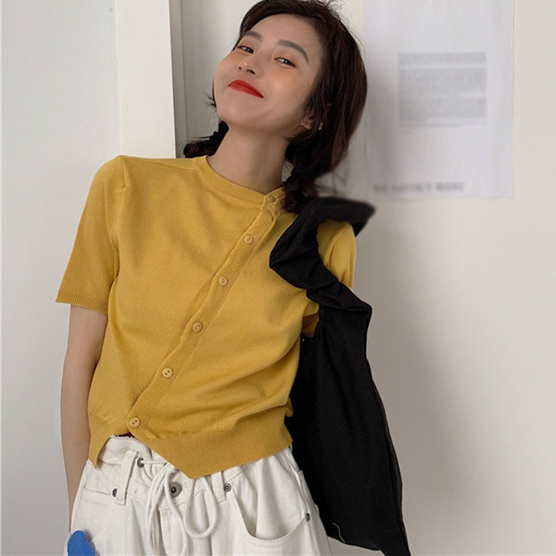 Áo Cardigan Tay Ngắn Màu Trơn
