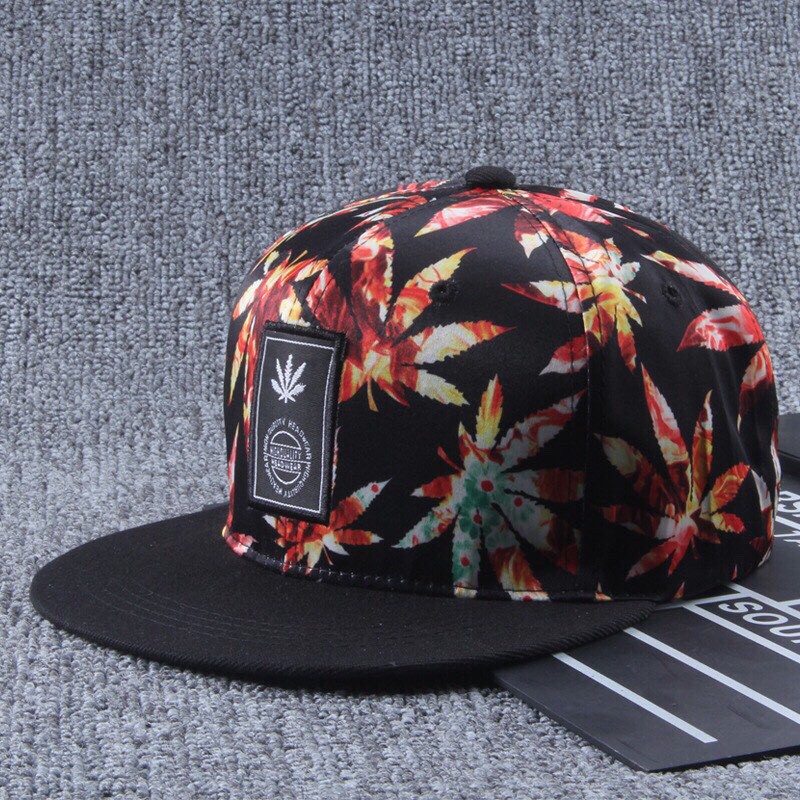 Mũ Snapback nam nữ in họa tiết lá cây cách tân - Mũ thời trang 2021