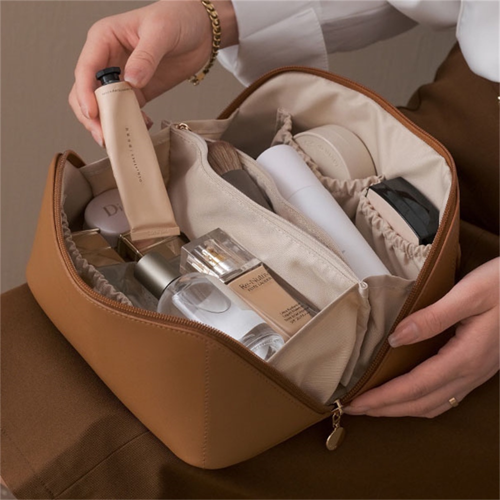 Túi Đựng Mỹ Phẩm Da PU Ngăn Chứa Rộng Tiện Lợi Cho Nữ