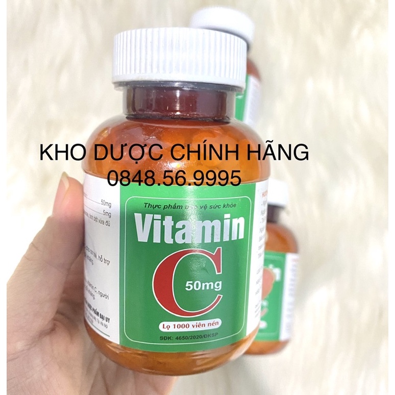 VITAMIN C 50mg lọ 1000 viên nén - Bổ sung Vitamin C cho cơ thể, tăng cường sức đề kháng