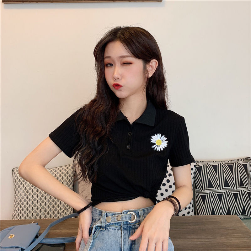 ❤️❤️áo polo Dệt Kim Ngắn Tay Thêu Họa Tiết Thời Trang Mùa Hè Hàn Quốc Cho Nữ | BigBuy360 - bigbuy360.vn