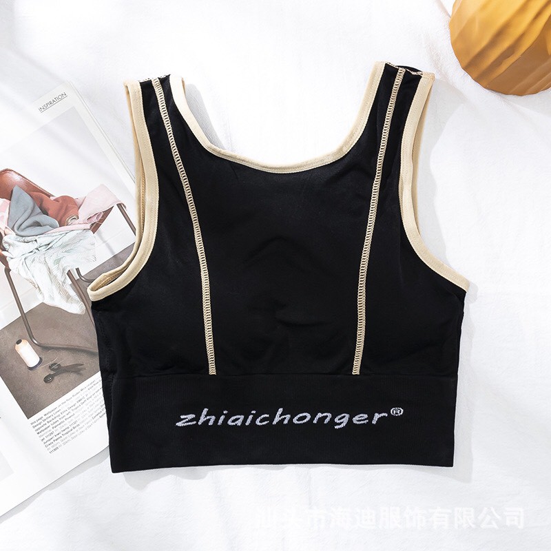 Áo bra tập bo eo, áo croptop ba lỗ thể thao tập gym - yoga phối sọc dành cho nữ.