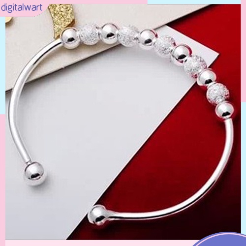 Vòng tay mạ bạc dạng hở thiết kế xỏ 9 hạt châu lấp lánh sang trọng dành cho nữ