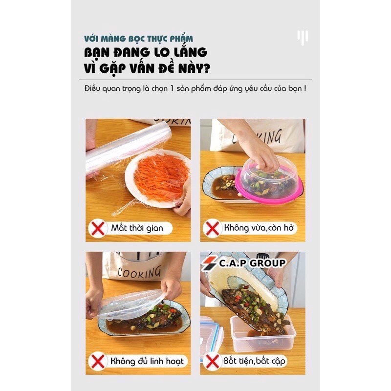 Combo Màng Bọc Thực Phẩm Co Giãn Siêu Dai Có Chun Hình Túi Gấu Set 100 Chiếc