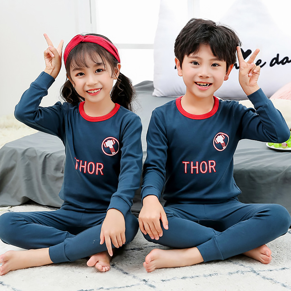 Cartoon Sleepwear Kids Boys Girls Long Sleeve Tops+Trouser 2PCS Pajama Set