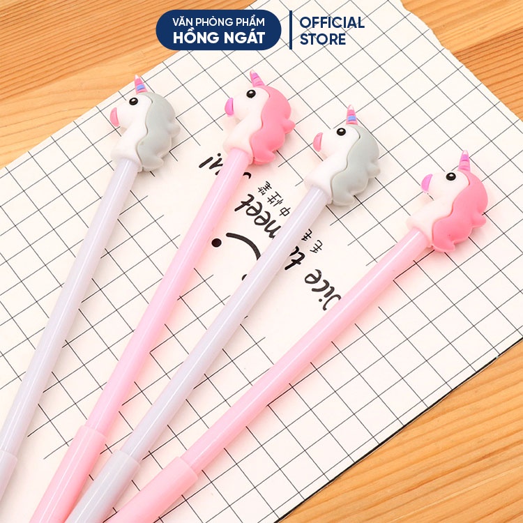 Bút bi cute hình kỳ lân, bút bi nước mực gel đen ngòi 0.5mm nhiều màu dễ thương đồ dùng học tập B05