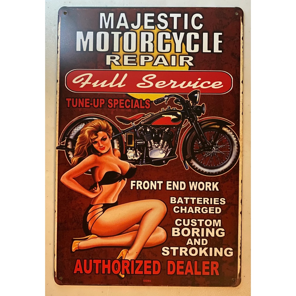 Sửa chữa xe máy toàn diện - Garage Vintage Thiếc Sign - Man Cave Garage Art 8x12 Inch