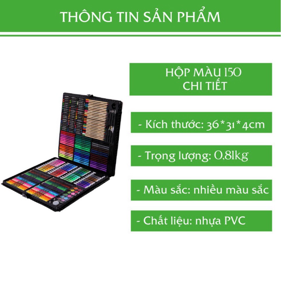 Hộp Bút Màu 150 Chi Tiết Cho Bé, Bộ Màu Vẽ Đa Năng 150 Món | (LH3)