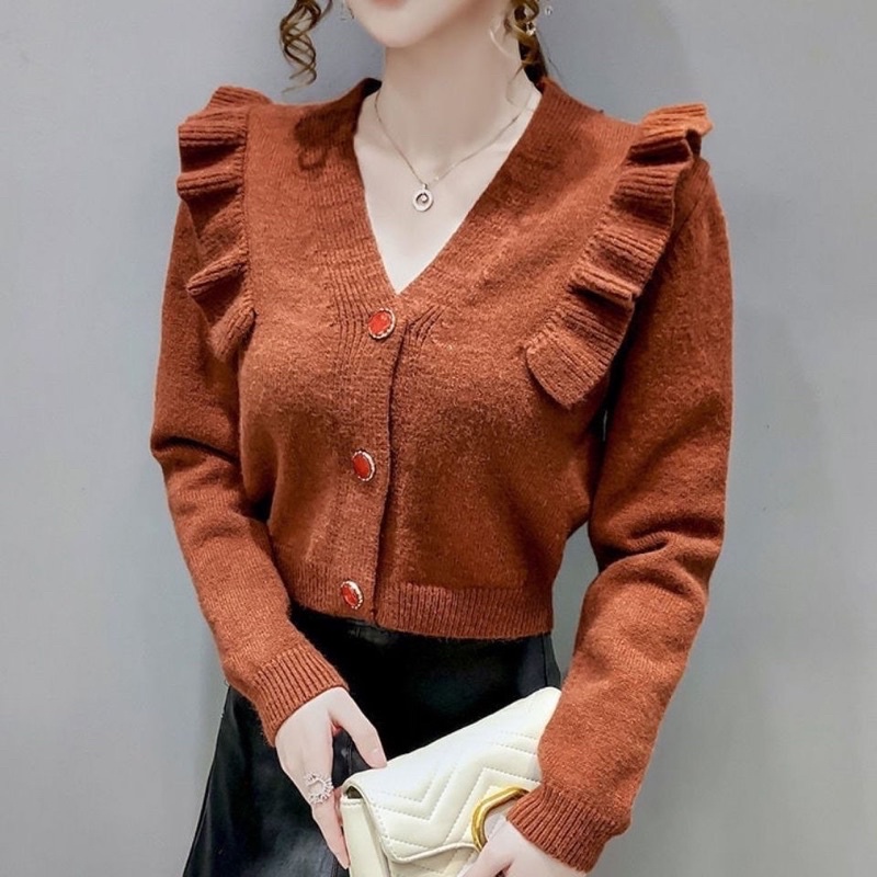 Áo Len Nữ, Áo Len Croptop Cánh Tiên Hàng Quảng Châu Loại 1