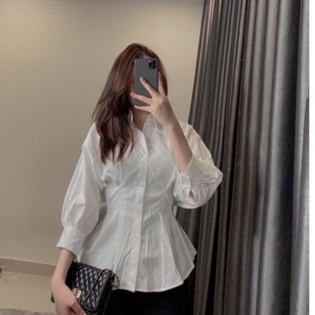 [Ảnh thật /Videos] Áo sơ mi tay phồng ,chiết eo tôn dáng siêu sang | BigBuy360 - bigbuy360.vn