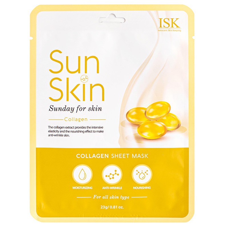 Mặt Nạ Collagen Trị Nám, Xóa Tàn Nhang BEAUSKIN ISK SUNSKIN COLLAGEN SHEET MASK Hàn quốc 23g/ Gói